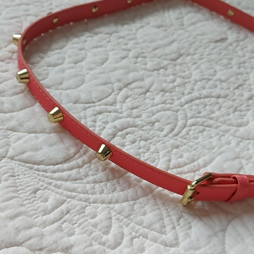 H&M pink studded skinny belt